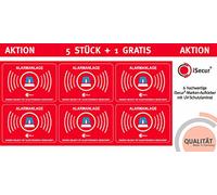 Lot de 5 autocollants système d'alarme Hin109 5 x 3,5 cm Attention : l'objet est sécurisé électroniquement avec alarme Collage extérieur résistant aux intempéries