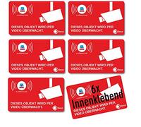 Lot de 5 autocollants "Vidéo Surveillance, isecur®, alarmgesichert, 5 x 3 cm - Art. Hin 050 5 intérieur, Remarque sur Alarme, innenklebend pour fenêtres, maison, voiture, camion