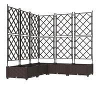 Lot de 5 Bac à Fleurs avec Treillis, Jardinière Surélevée, Boîte de Plantation pour Plantes Grimpantes, Légumes, Gagnez de l'espace, Marron 120x120x125.5 cm PP