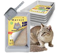 Lot de 5 bacs à litière jetables, litière bentonite pour chat à pH contrôlé, ave