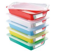 Lot de 5 Bacs plats témoins avec couvercle 8 litres HACCP