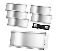 Lot de 5 badges nominatifs magnétiques pour vêtements - En aluminium - Avec double aimant puissant - Avec fente en papier - Environ 72 x 35 mm - Argenté