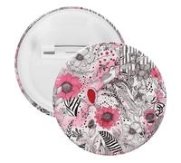 Lot de 5 badges ronds pour homme et femme, motif aquarelle illustration, boutons élégants pour châle, manteau, chemises, t-shirts, sacs décoratifs, 5PCS, Plastique et fer blanc