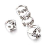 Lot de 5 bagues New Bohemian Vintage Women Alliage Star Moon Shape Finger Rings Silver