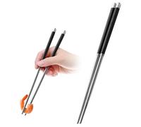 Lot de 5 baguettes réutilisables en acier inoxydable de 24,3 cm, avec poignée en fibre de verre en polymère de verre, passent au lave-vaisselle, argenté