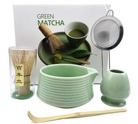 Lot de 5 balais à matcha pour débutants, bol à matcha avec bec verseur, whisky matcha, balai à matcha, chasen, cuillère, accessoires de matcha, coffret cadeau pour les amateurs de matcha, vert