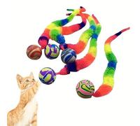 Lot de 5 balles interactives pour chat - Balle arc-en-ciel rebondissante - Jouet de chasse pour chat avec ver à queue moelleuse - Sans danger pour les animaux domestiques (arc-en-ciel)