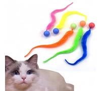 Lot de 5 balles interactives pour chat - Balle arc-en-ciel rebondissante - Jouet de chasse pour chat avec ver à queue moelleuse - Sans danger pour les animaux de compagnie (couleur unie)