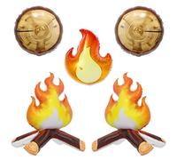 Lot de 5 ballons de décoration d'anniversaire « Happy Camper » 4D en forme de feu de camp/feu de camp/décoration de feu de camp pour enterrement de vie de jeune fille, mythologie grecque, camp d'été
