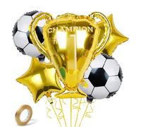 Lot de 5 ballons de football en aluminium - Trophée - Avec ballon - Décoration d'anniversaire - Ballons pour enfants - Pour les jours de match et la coupe du monde - Décoration de fête - Ballons de