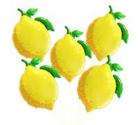 Lot de 5 ballons en aluminium motif citron et tranche de citron pour fête tropicale d'été, anniversaire sur le thème du citron, décorations de fête prénuptiale
