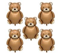 Lot de 5 ballons en forme d'ours brun, en forme d'animaux, mignons, créatifs, pour enfants, amusants, décorations de fête, décorations de fête sur le thème des animaux