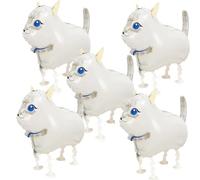 Lot de 5 ballons mignons en forme de chat marchant en 3D, thème de la ferme, pour anniversaire, mariage, fête