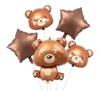 Lot de 5 Ballons Mignons en Forme d'Ours de la Jungle - Design Créatif, Animaux de Dessin Animé, Décoration de Fête, Réutilisables