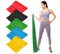 Lot de 5 Bande Elastique Fitness, 1.5 M Bande Elastique Musculation, Bandes Elastiques Pilates, avec 5 Niveaux de Résistance, pour Yoga, Pilates, Musculation, Fitness, Exercice, Sport, Physiothérapie