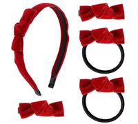 Lot de 5 bandeaux à cheveux en velours avec nœud doux - Accessoires à cheveux mignons pour filles et femmes - Pour Noël, rentrée scolaire, fête costumée, décoration quotidienne