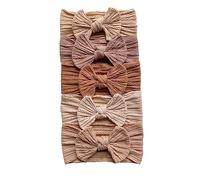 Lot de 5 bandeaux arqués pour bébé fille - Grand nœud - Couleur unie - Élastique - Accessoire pour cheveux pour enfant