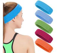 Lot de 5 bandeaux de sport pour hommes et femmes - En coton éponge - Pour le tennis, la gymnastique, le travail