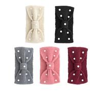 Lot de 5 bandeaux en perles au crochet - Accessoires d'hiver chauds pour femme - Cache-oreilles en tricot - Élastiques - Pour femmes et filles