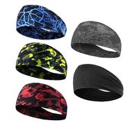 Lot de 5 bandeaux graffiti, bandeaux de sport, bandeaux élastiques, antidérapants, absorbant la transpiration, bandanas de sport pour le sport et le fitness.