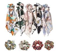Lot de 5 bandeaux pour cheveux, 4 bandeaux à fleurs en mousseline de soie, élastiques à fleurs, accessoires de cheveux tendance pour femmes et filles
