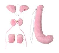 Lot de 5 bandeaux pour femme avec oreilles de chaton, nœud papillon, queue, bracelets pour Halloween