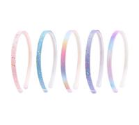 Lot De 5 Bandeaux Scintillants avec Dégradé, Colorés et Antidérapants - Couvre-Chef Étroits Confortables Pour Enfants et Filles à la Mode