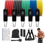 Lot De 5 Bandes De Fitness,Set De Bandes De Résistance Avec Ancrage De Porte,Poignées,Sangles De Cheville,Sac De Transport,Bandes De Résistance Pour Fitness/Stretching/Pilates