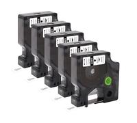 Lot de 5 bandes de rechange pour étiquettes compatibles Dymo D1 45013 S0720530 (12 mm x 7 m) - Ruban adhésif noir sur ruban blanc avec Dymo Label Manager 160 200 210D 280 360D 420P 450D