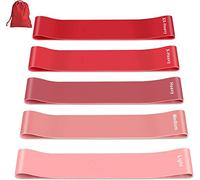 Lot de 5 Bandes de résistance en Latex 100% Naturel pour Femme avec 5 Niveaux de résistance pour Yoga, Pilates, physiothérapie, étirement, entraînement à la Maison - Sac de Transport Inclus