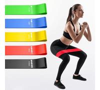 Lot de 5 bandes de résistance pour l'exercice, bandes d'entraînement à code couleur avec sac de transport et guide d'instructions (français non garanti), idéales pour la salle de sport à domicile et