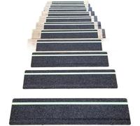 Lot de 5 bandes de sécurité antidérapantes phosphorescentes imperméables pour marches d'escalier et rampes Noir 10 x 60 cm