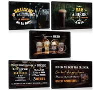 Lot de 5 - Bar Publicitaire Decoration Murale en Plaque Metal Vintage - 20x30cm