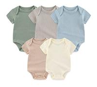 Lot de 5 barboteuses à manches courtes pour bébé fille 0-3m/3-6m/6-9m/9-12m, Couleur : 9., 6-9 mois