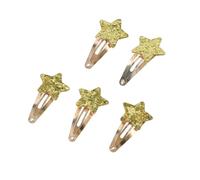 Lot de 5 barrettes à cheveux en forme de cœur et étoile avec paillettes pour enfants, filles, fête, école, pince dorée et argentée