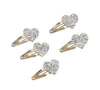 Lot de 5 barrettes à cheveux en forme de cœur et étoile avec paillettes pour enfants, filles, fête, école, pince dorée et argentée