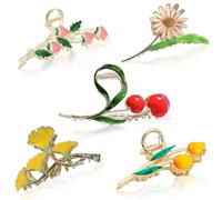 Lot de 5 barrettes à cheveux tulipe Kraeoke cerise Pince à cheveux Ginkgo Petite marguerite à l'arrière de la tête Grande pince à cheveux (combinaison 3)
