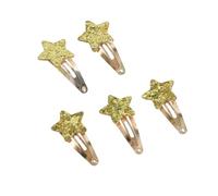 Lot de 5 barrettes à paillettes en forme de cœur pour enfants - Décoration de coiffe - Doré/argenté