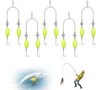 Lot de 5 bas de ligne à double crochet inversé avec fond inversé automatique, hameçons anti-enchevêtrement, flottant, évitant l'eau, l'herbe, les pierres et la boue (#9)