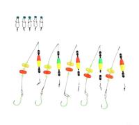 Lot de 5 bas de ligne de pêche artificiels avec flotteurs et crochets circulaires Tailles 6/0 8/0 10/0 pour kit de pêche (6/0#)