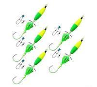 Lot de 5 bas de ligne pour poisson-chat avec perles produisant du son et boutons-pression pour augmenter le taux de capture (6/0 vert jaune)