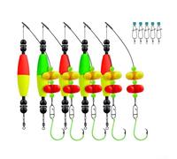 Lot de 5 bas de ligne pour poisson-chat avec technologie sonore hochet, flotteurs EVA et crochets circulaires pivotants (10/0#)