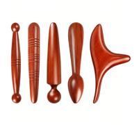 Lot de 5 bâtons de massage en bois - Pour les points de déclenchement - Triangle - Trigger Point de déclenchement - Rouleau pour les pieds, les mains, le dos - Pour les jambes, les épaules et la