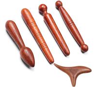 Lot de 5 bâtons de massage triangulaires en bois - Pour les pieds, le dos, les jambes