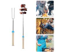 Lot de 5 bâtons Smores pour brasero - Gamme évolutive de 31 à 81 cm - Fourchettes de barbecue avec sac de rangement - Kit de rôtissage pour guimauve - Brochettes Smore Hot Dog - Équipement de cuisine