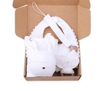 Lot de 5 bavoirs confortables pour bébé - Coffret cadeau pour nouveau-né - Couverture de douche - Hochet - Sucette - Cadeau de dentition