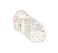 Jollein Bavoirs imperméables Animal Friends - Lot de 5 - Fermeture Velcro - Blanc/Beige/Orange TU