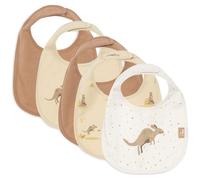 Jollein Bavoirs bébé Kangaroots – lot de 5 imperméables, velcro – Jaune/Marron/Beige TU