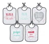 Lot de 5 bavoirs naissance message famille - babycalin G