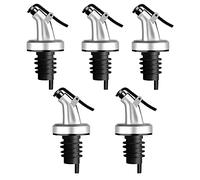 Lot de 5 becs verseurs pour bouteilles d'huile en acier inoxydable, avec rabat en caoutchouc, pour vin, eau-de-vie, huile d'olive, café, sirop, vinaigre (5 pièces)